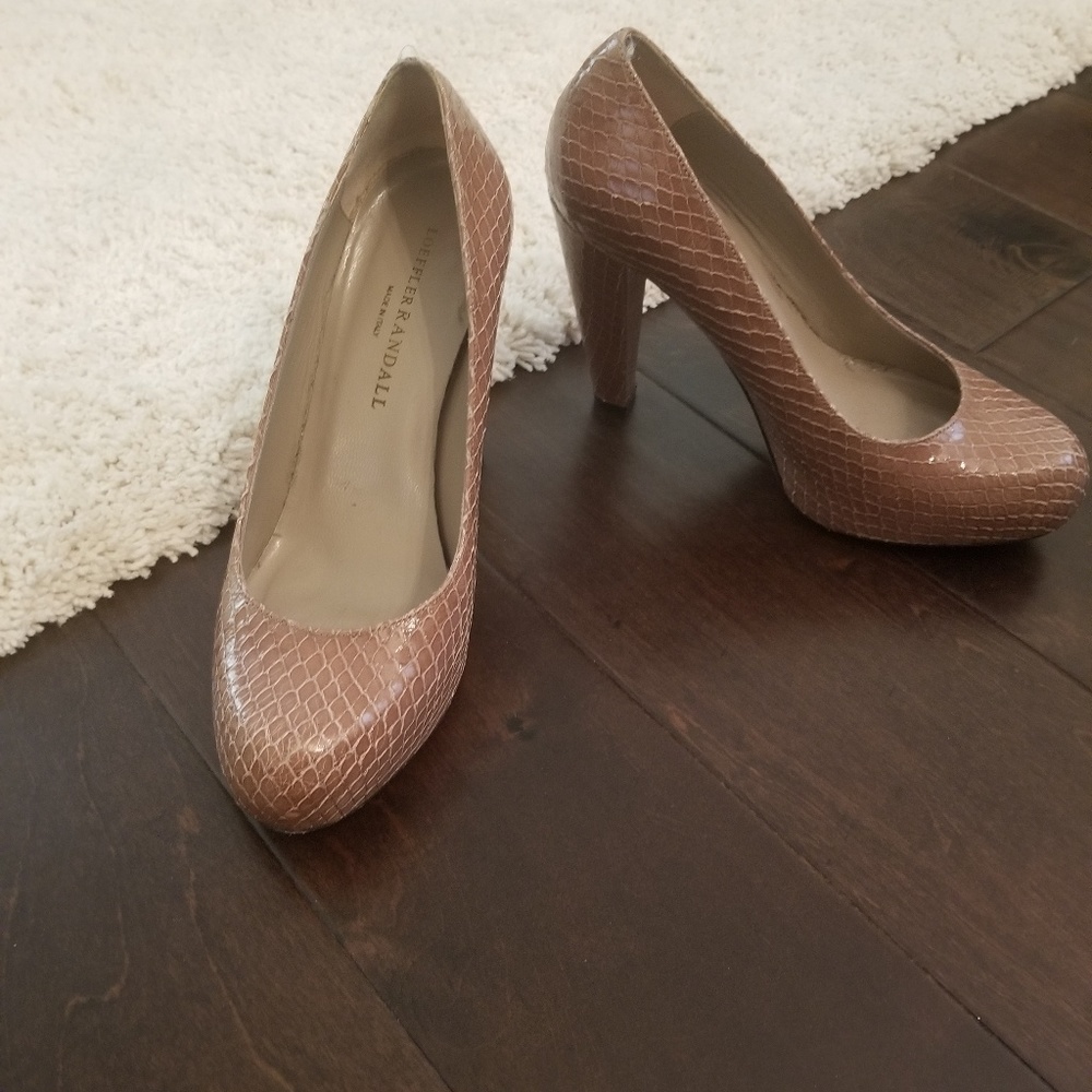 Loefller Randall reptile print block heels